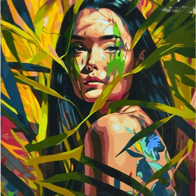 Набір для розпису по номерах Дівчина Strateg розміром 50х50 см (АА001), шт Киев - изображение 1