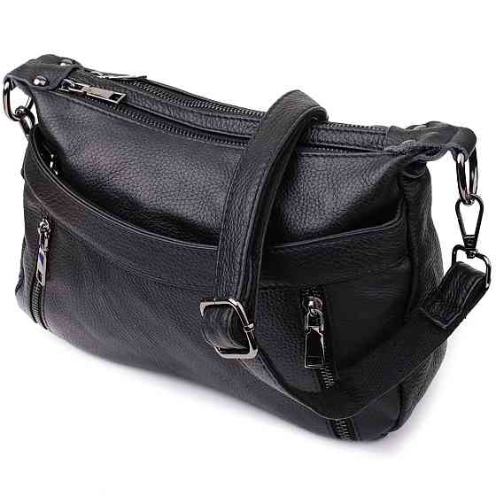 Практична жіноча сумка з натуральної шкіри Vintage 23011 Чорний Київ