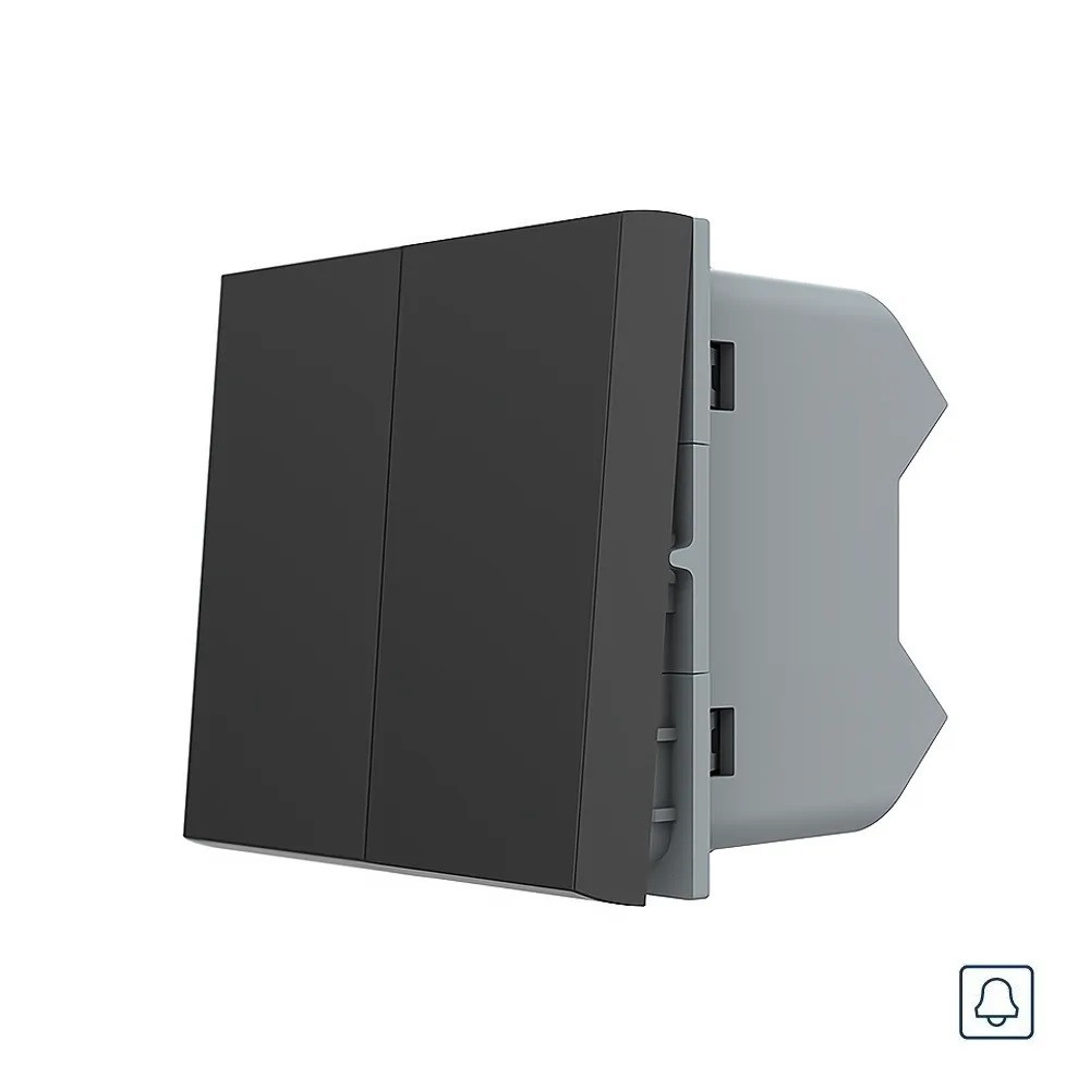 2-клавішний кнопковий вимикач без фіксації (дзвінковий / імпульсний) LIVOLO, чорний, модуль без рамки (VL-FCMH-1BP) Коломыя - изображение 3