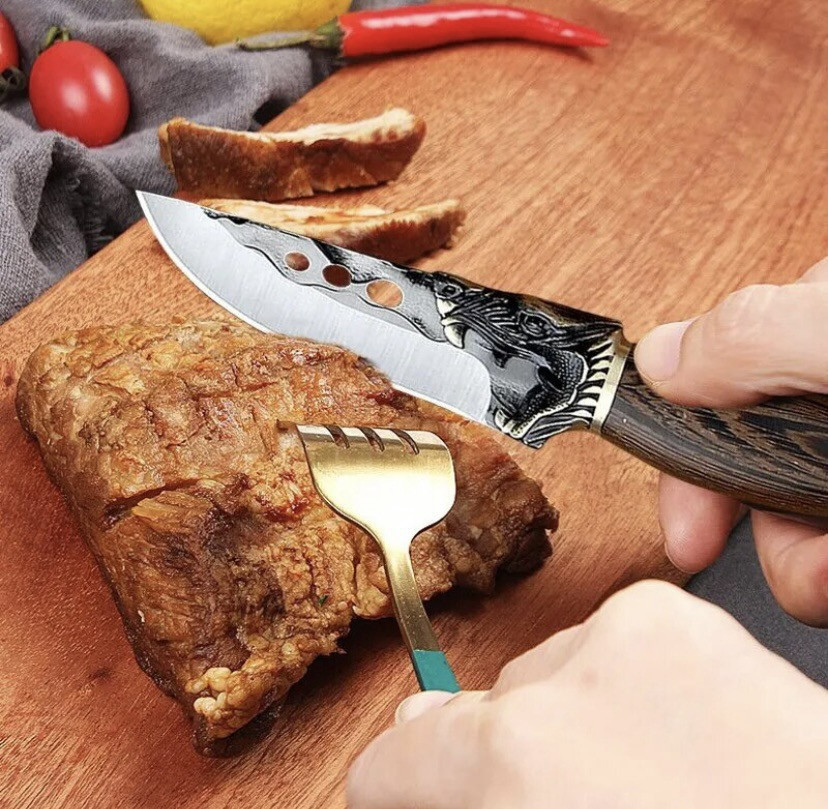 Походний ніж, ніж для полювання, рибацький ніж, ніж для кемпінга та природи, 22,5 см, нержавіюча сталь, коричневий Київ - фото 5