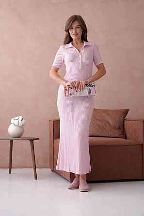 Женское длинное платье-поло в стиле олд мани трикотаж рубчик Одесса