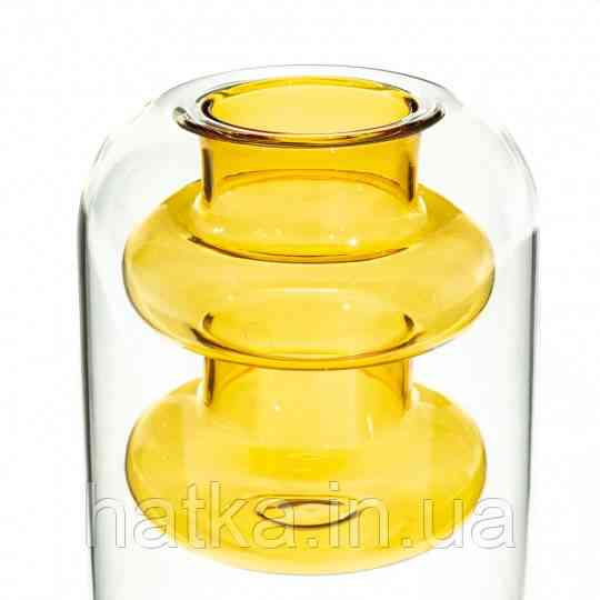 Ваза скляна фігурна 12*8 см "Сонячне тепло" жовте скло 8605-022 Київ