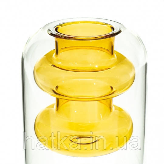 Ваза скляна фігурна 12*8 см "Сонячне тепло" жовте скло 8605-022 Київ - фото 2
