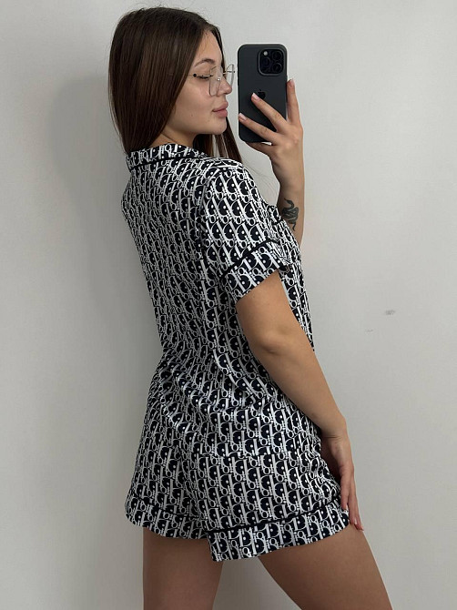 Піжама жіноча з сатину з шортами і сорочкою Сірий XS/S Харків - фото 2