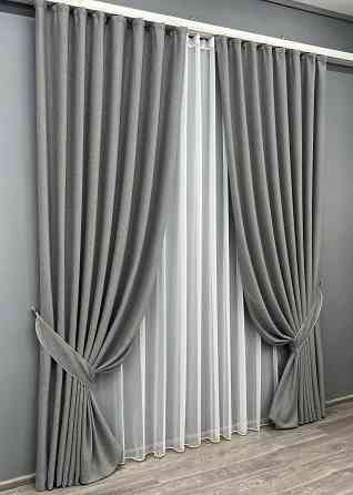 Комплект готових штор VR-Textil TWEED_V № 1918ш Сірий 200х290 см 2 шт (32-337) Київ