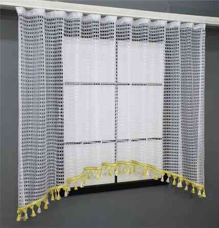 Кухонная арка VR-Textil № 000к сетка с бахромой белый с золотистым 270х150 см (51-196) Киев