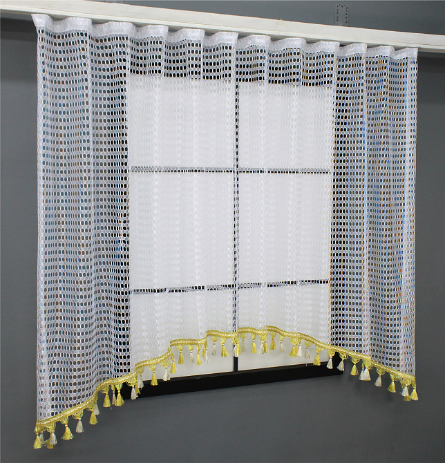 Кухонная арка VR-Textil № 000к сетка с бахромой белый с золотистым 270х150 см (51-196) Киев - изображение 2