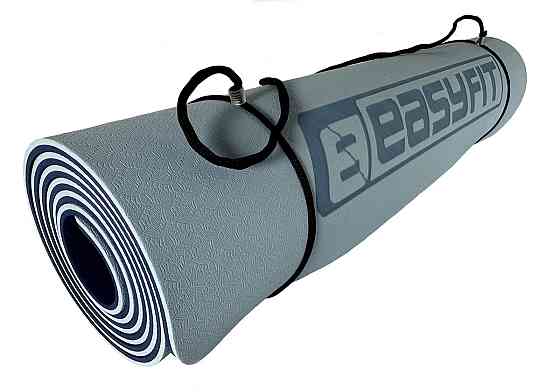 EasyFit Килимок для йоги та фітнесу EasyFit TPE+TC 6 мм двошаровий + Чохол блакитний-синій Коломыя
