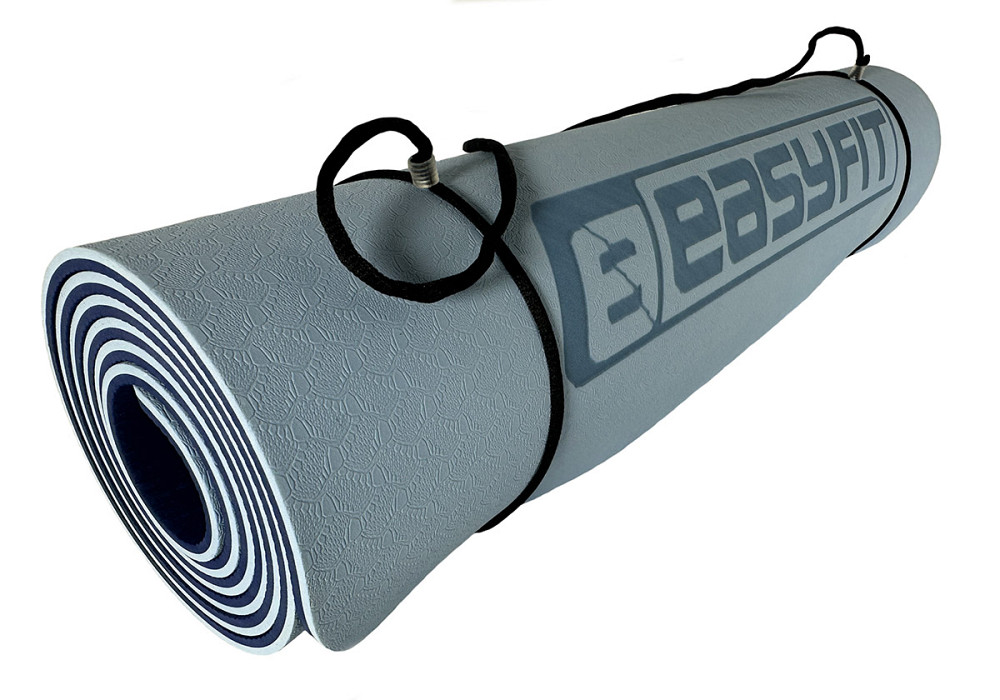 EasyFit Килимок для йоги та фітнесу EasyFit TPE+TC 6 мм двошаровий + Чохол блакитний-синій Коломыя - изображение 6