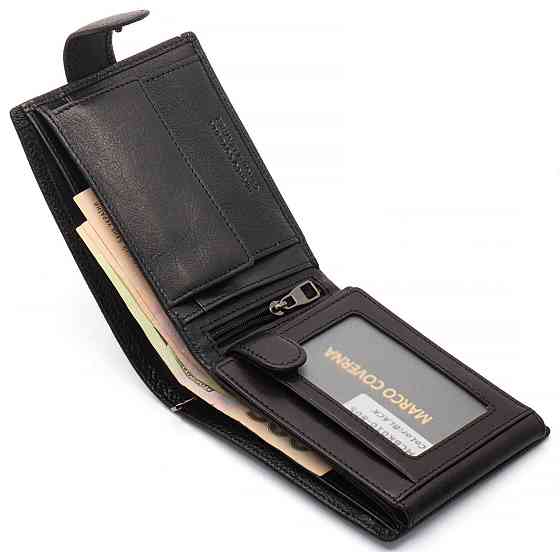 Чорне шкіряне портмоне з відділом для документів Київ