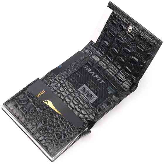 Визитница из натуральной фактурной кожи под крокодила KARYA 20990 Черный Киев