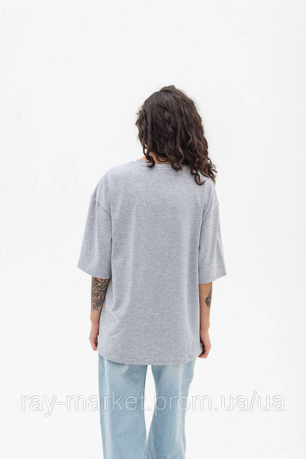 Футболка оверсайз RAY OVERSIZE женская серый меланж (U0104W-Grey Heather) Киев - изображение 3