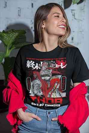 Футболка з аніме принтом Аніме Манга Тхор Рагнарок оверсайз (S/M/L) Чорний AnimeJ0299 Дніпро