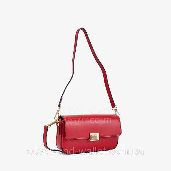 Жіноча міні-сумка червоного кольору з гладкої шкіри з ремінцем Virginia Conti Київ
