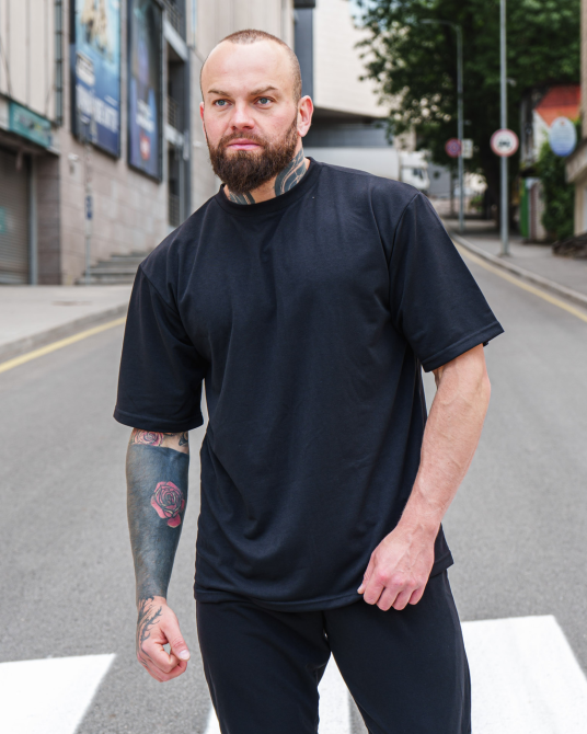 Комплект чоловічий футболка штани штани Марсель оверсайз Чорний M Харків - фото 6