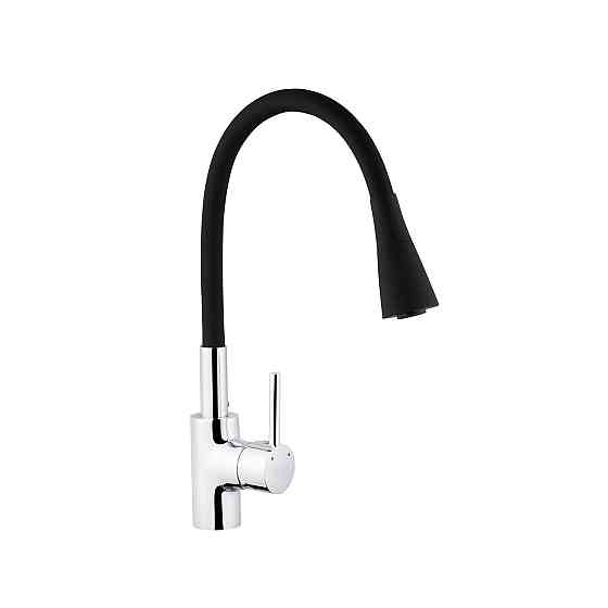 Змішувач для кухні з гнучким виливом Kroner KRP Küche - C031BLK чорний/хром Київ