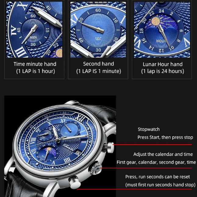 Годинник чоловічий наручний Chenxi Patek Steel Black (2 ремінці) Вінниця - фото 4