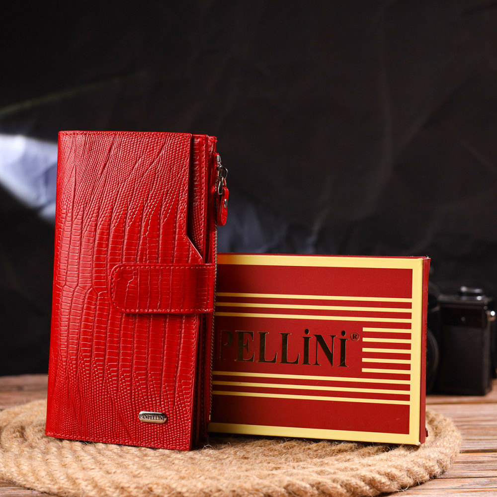 Красивий жіночий гаманець із натуральної фактурної шкіри CANPELLINI 21646 Червоний Київ - фото 9