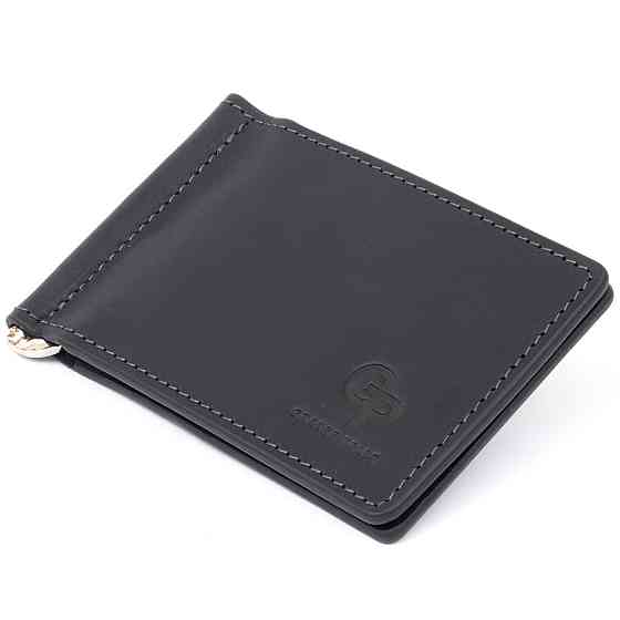 Стильный зажим для денег без застежки GRANDE PELLE 11294 Черный Киев