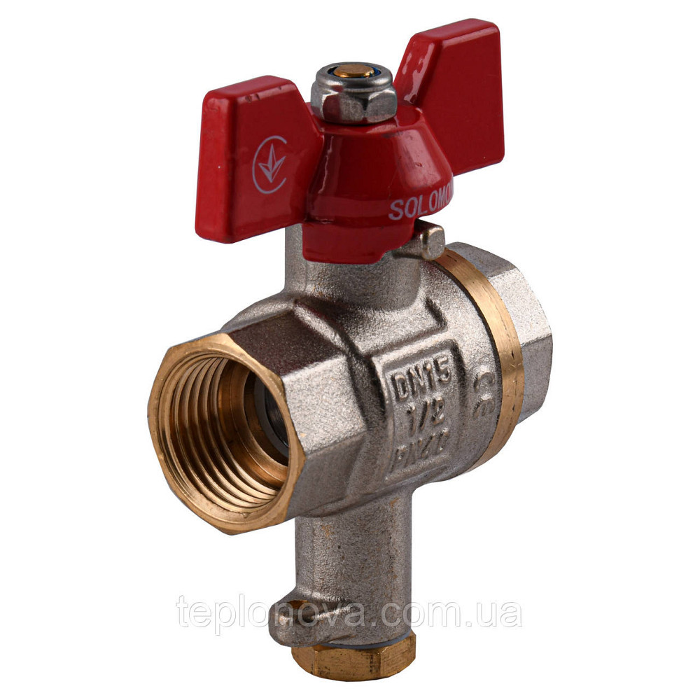 Кран шаровый полнопроходной  для подключения термометра   SOLOMON 1/2″ V1242 S Черновцы - изображение 2