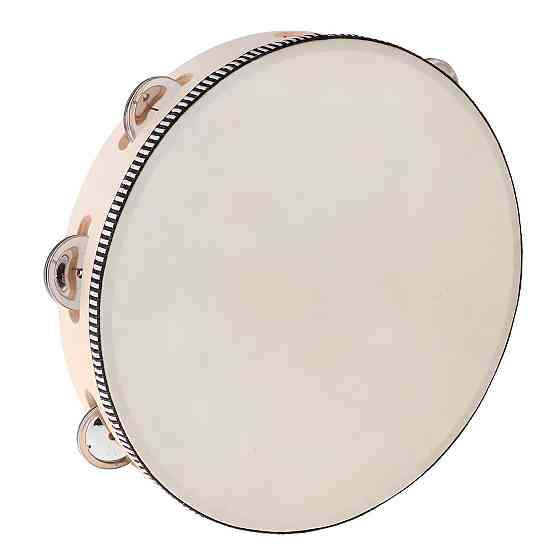 Бубон RESTEQ діаметром 25 см (10 дюймів) з металевими дзвіночками — ударний музичний інструмент для музикантів, оркестру, ансамблю Київ