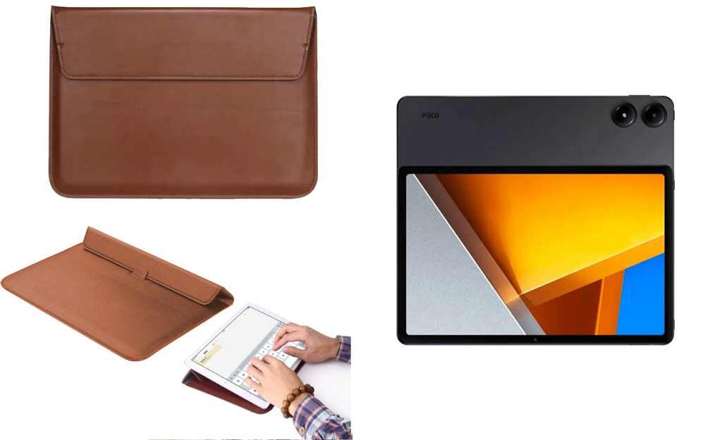 Чохол-конверт VitoCase для Xiaomi Poco Pad, з функцією підставки для планшета Коричневий Київ - фото 1
