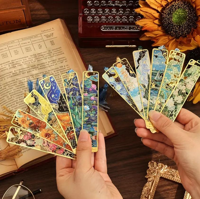 Винтажная металлическая закладка с масляной живописью и кистью. Оригинальная закладка для книг. Киев - изображение 5