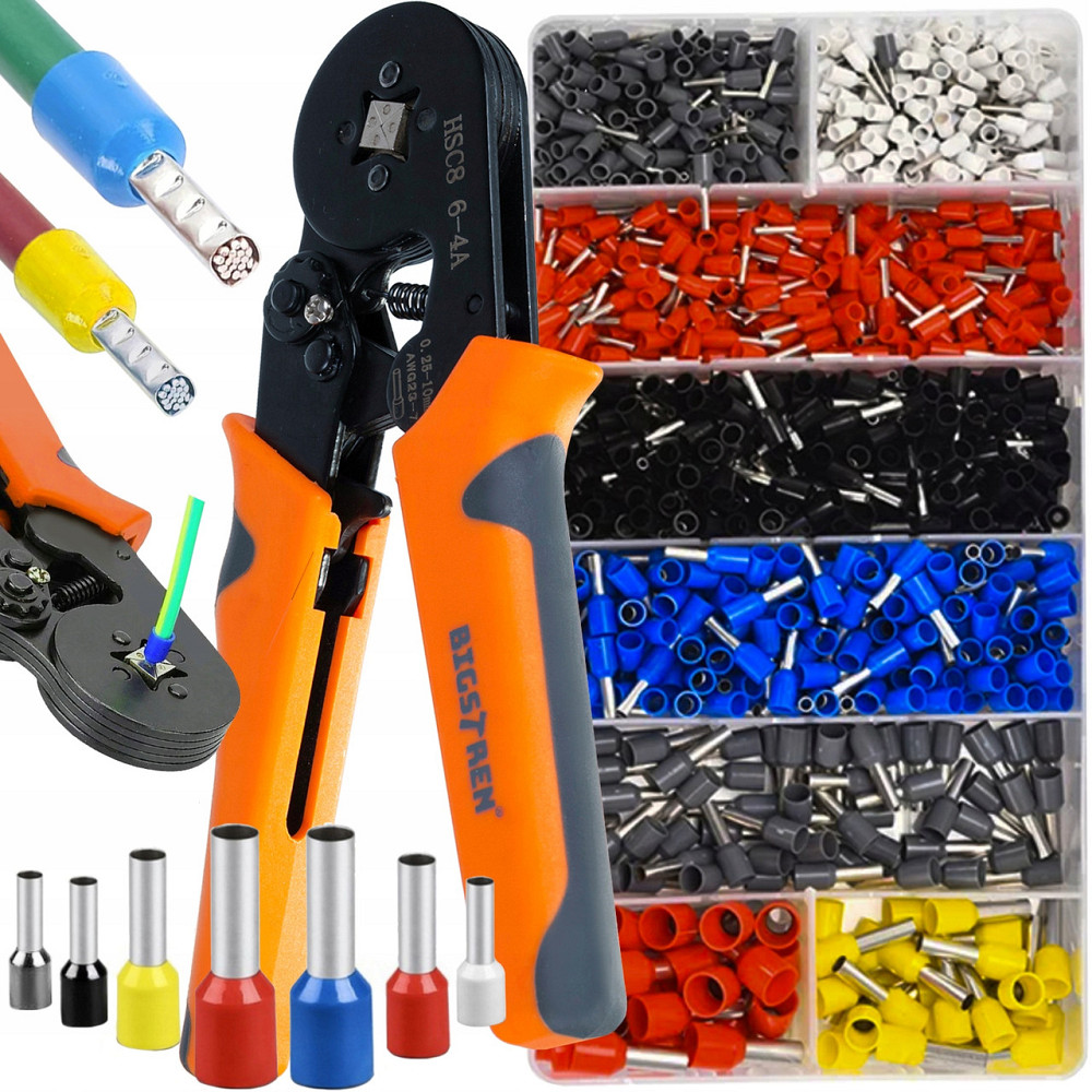 Кримпер - щипці для обтиску наконечників 0.25-10 мм2 + 1200 гільз Bigstren (22717) Нововолинськ - фото 1