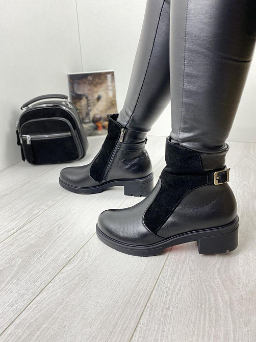 Черевики жіночі Днипро Джулия чорні шкіра+замша натуральна зима 36р.39р.40р. (2370) Коломыя - изображение 1