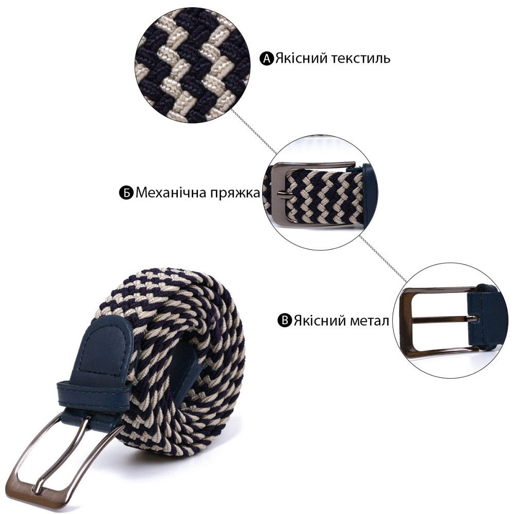 Текстильный ремень Vintage 20812 Синий Киев - изображение 4
