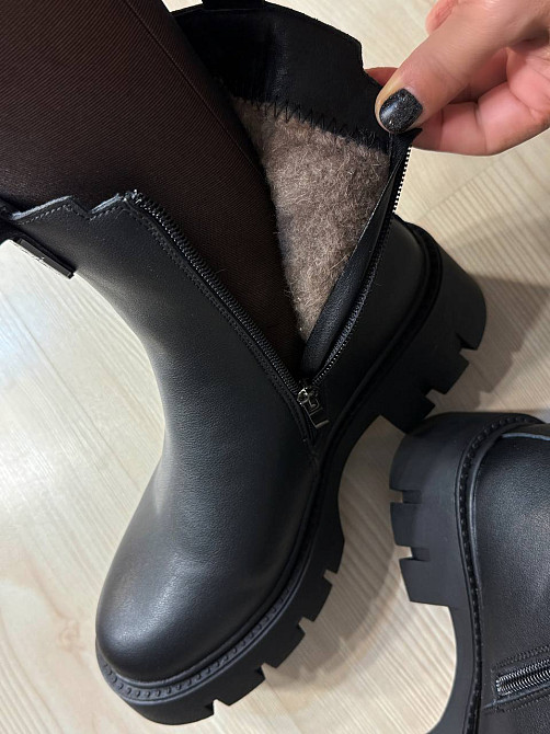 Ботинки женские Hengji 5130 челси высокие утепленные кожаные черные, 38, 24 см Киев - изображение 7