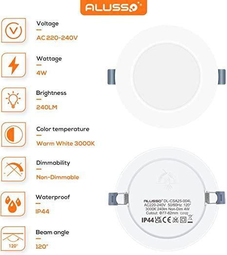 Потолочный LED-светильник Alusso 4W (98 мм), ультратонкий, врезной, IP44, белый (Круг) Киев - изображение 6