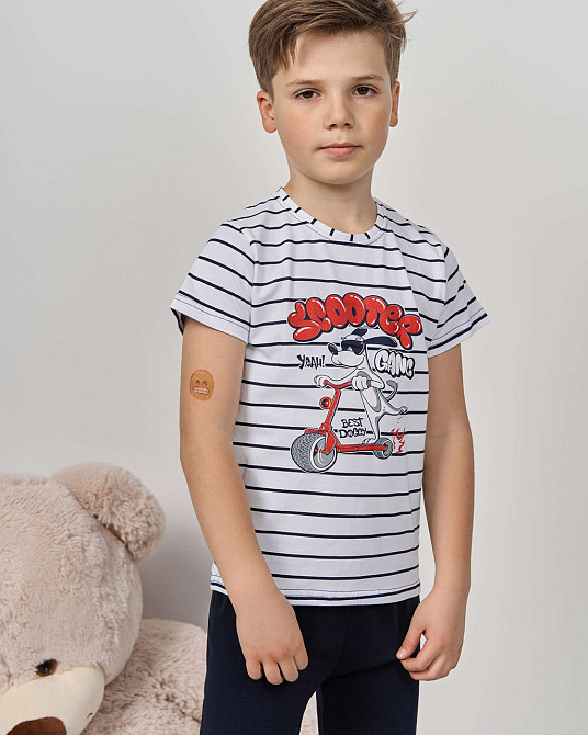 Комплект з капрі для хлопчика Tom John - Смужки Scooter 89156 7-8, Білий Київ - фото 3