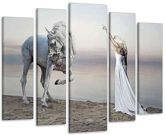 Модульна картина Кінь і Дівчина Art-296_5 ( 80х118см ) Київ