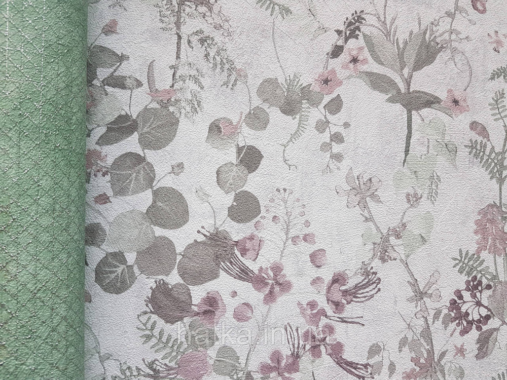 Обои виниловые на флизелине AS creation The Bos 0.53х10 растения листья цветы ягоды серые зеленые коричневые Киев - изображение 3