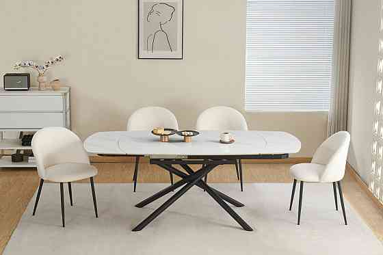 Стіл Гатвік 130(30+30)*90, чорний/кераміка білий Киев