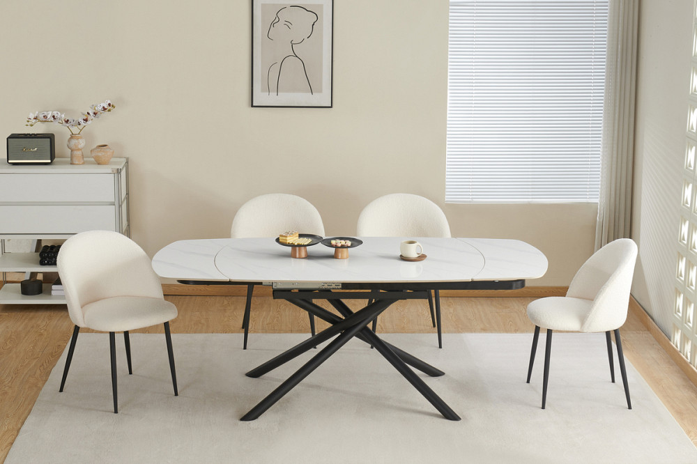 Стіл Гатвік 130(30+30)*90, чорний/кераміка білий Киев - изображение 1