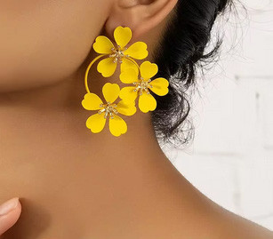 Серьги объемные желтые Цветы Киев - изображение 2