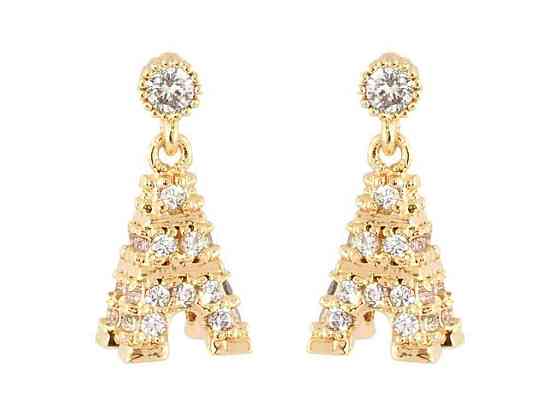 Серьги Позолота 18K пусеты Эйфелева башня с цирконом (021254) ТМ XUPING Киев