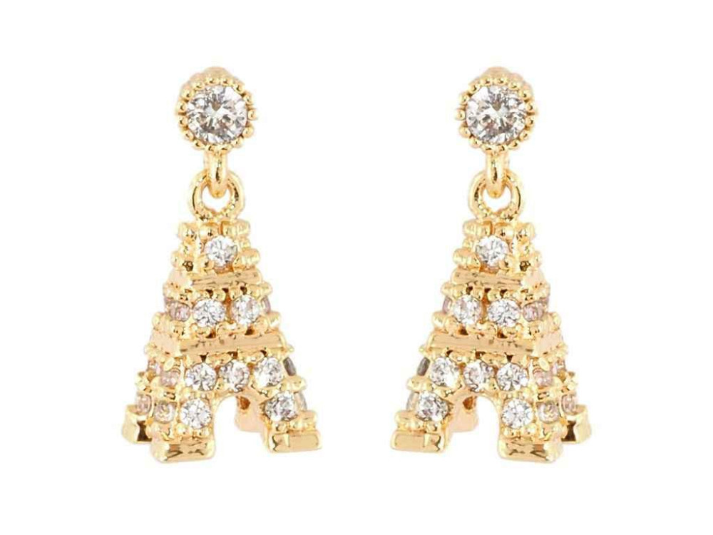 Серьги Позолота 18K пусеты Эйфелева башня с цирконом (021254) ТМ XUPING Киев - изображение 1