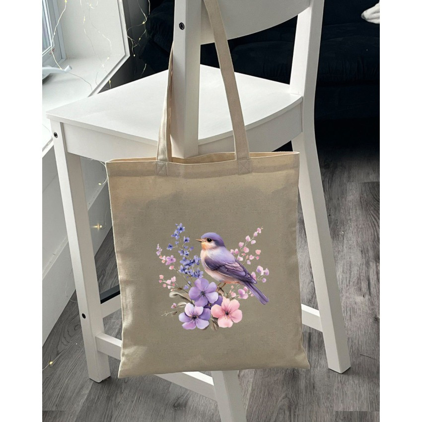 Екошопер BookOpt BK 4106 Пташка на квітах бежевий Киев - изображение 8