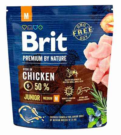 Сухий корм Бріт Brit Premium Junior М для цуценят і молодих собак великих порід віком від 2 до 12 місяців, 1 кг Вінниця