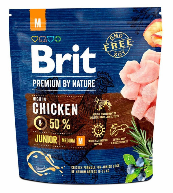 Сухий корм Бріт Brit Premium Junior М для цуценят і молодих собак великих порід віком від 2 до 12 місяців, 1 кг Вінниця - фото 1