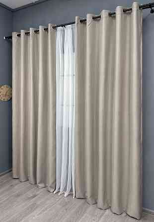 Комплект штор на люверсах VR-Textil Блэкаут двусторонний Scandi № 1905ш Тауп 150х250 см 2 шт (37-0300) Киев