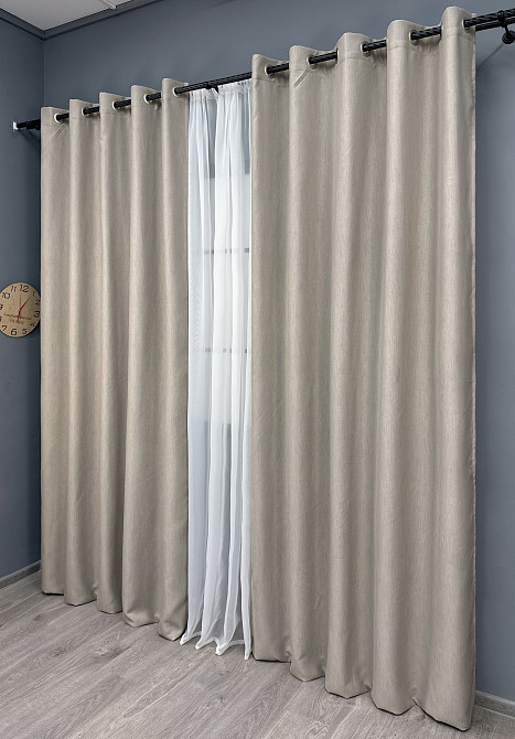 Комплект штор на люверсах VR-Textil Блекаут двосторонній Scandi № 1905ш Тауп 150х250 см 2 шт (37-0300) Київ - фото 4