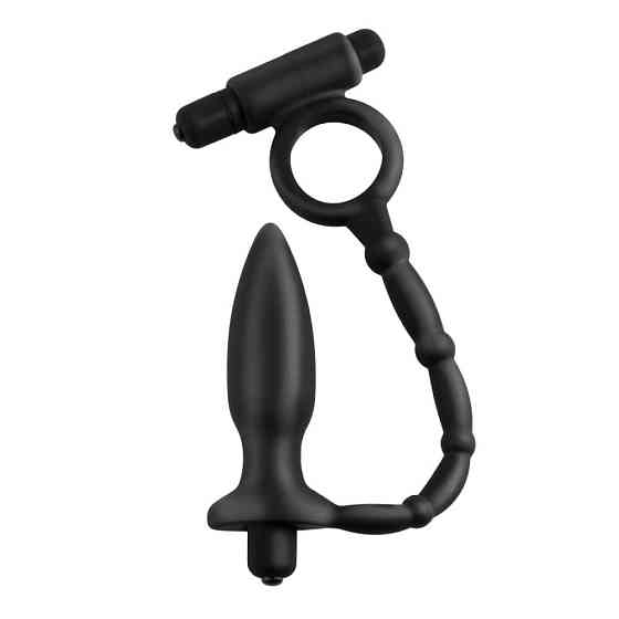 Анальная пробка с эрекционным кольцом Pipedream Anal Fantasy Collection с вибрацией, черный Sex Aura Киев
