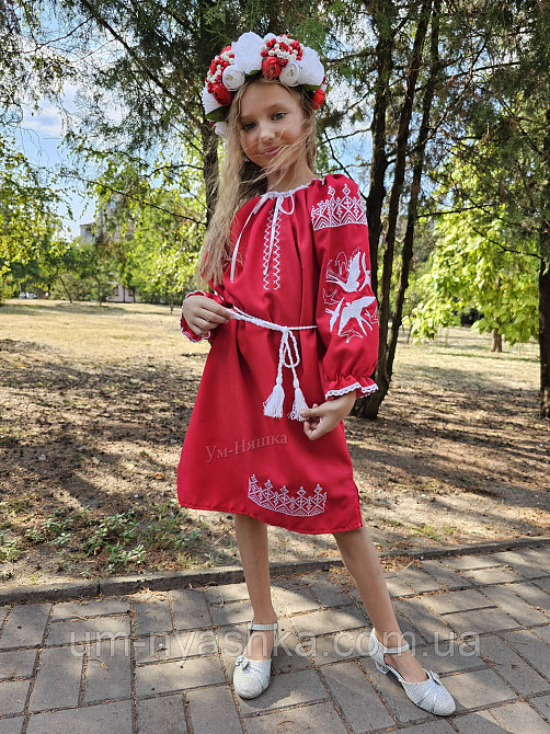 Платье вышиванка красное с ласточками 134-140 Кривой Рог - изображение 5