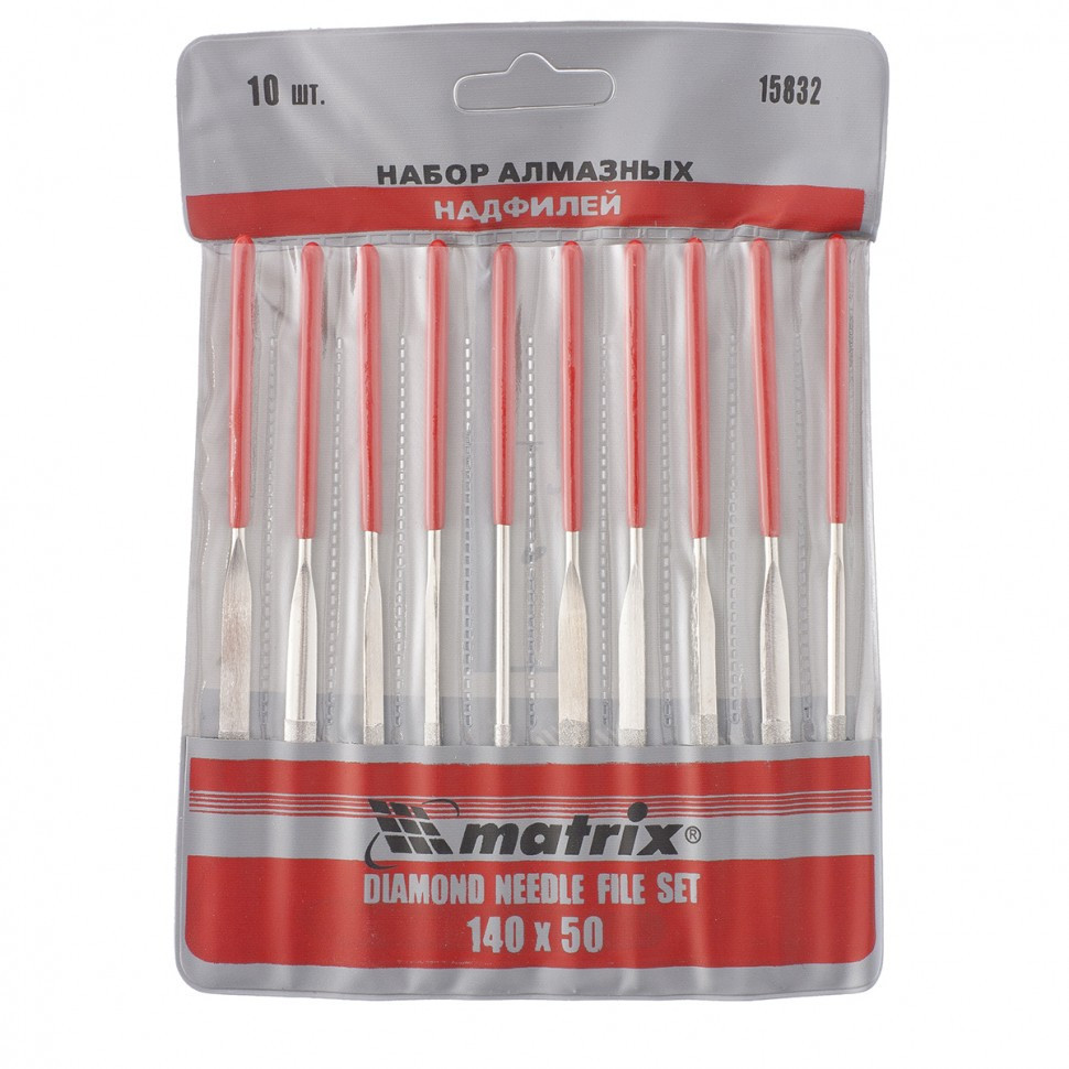 Набор надфилей алмазных, 140 х 50 х 3 мм, 10 шт Matrix Полтава - изображение 1