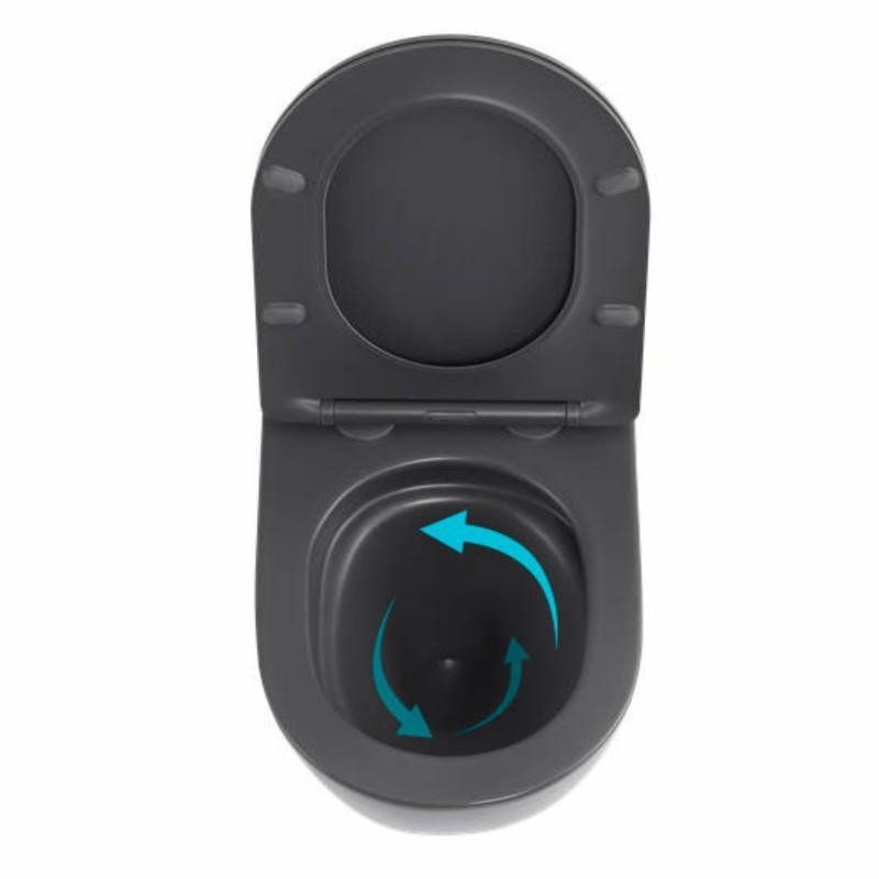 Унитаз подвесной Robin Ultra Quiet 490×365×325 мм, Anthracite, с сиденьем Slim Duroplast / Soft-close / Quick Release Киев - изображение 6