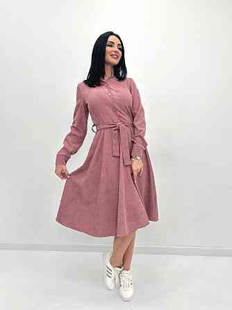 Вельветовое платье миди Ofelia 42-44, Трехнитка начес, Фрезовый Киев